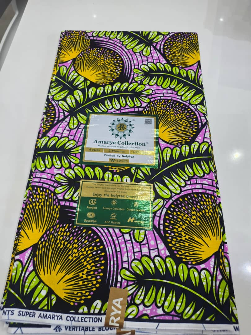 Amarya Holytex Yellow Green Floral Wax — 6 Yards