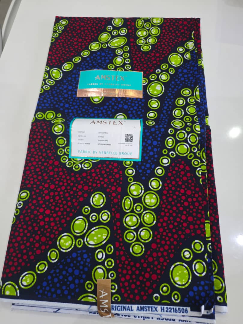 Amstex Lime Bubble Dot African Wax Print — 6 Yards