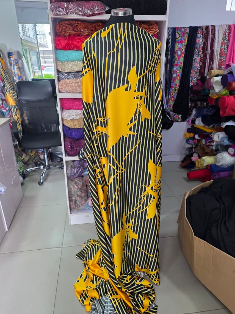 Black Yellow Striped Leaf Halter Maxi Dress