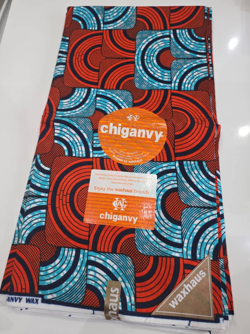 Chiganvy Orange Blue Arc Geometric Wax Print