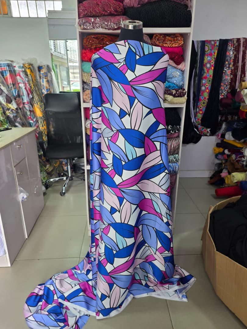 Cobalt Magenta Abstract Leaf Halter Maxi Dress