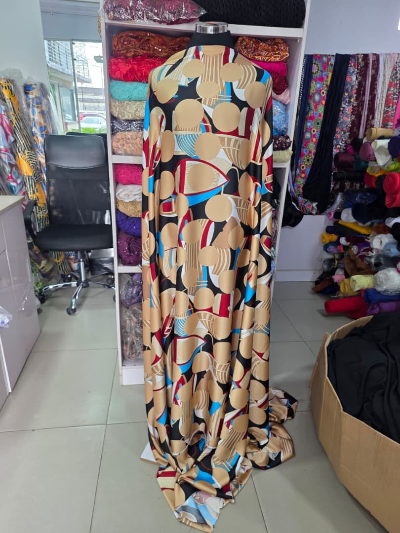 Golden Geo Circle Abstract Halter Maxi Dress