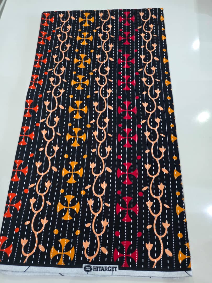 Hitarget Vertical Geo Floral African Wax Wrapper