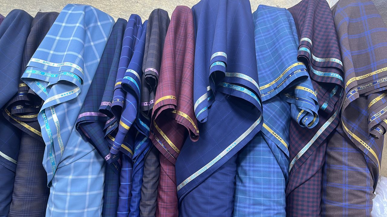 Italian Windowpane Wool Cashmere Suiting Rolls