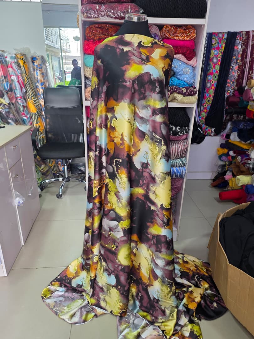 Marble Gold Abstract Silk Halter Maxi Dress