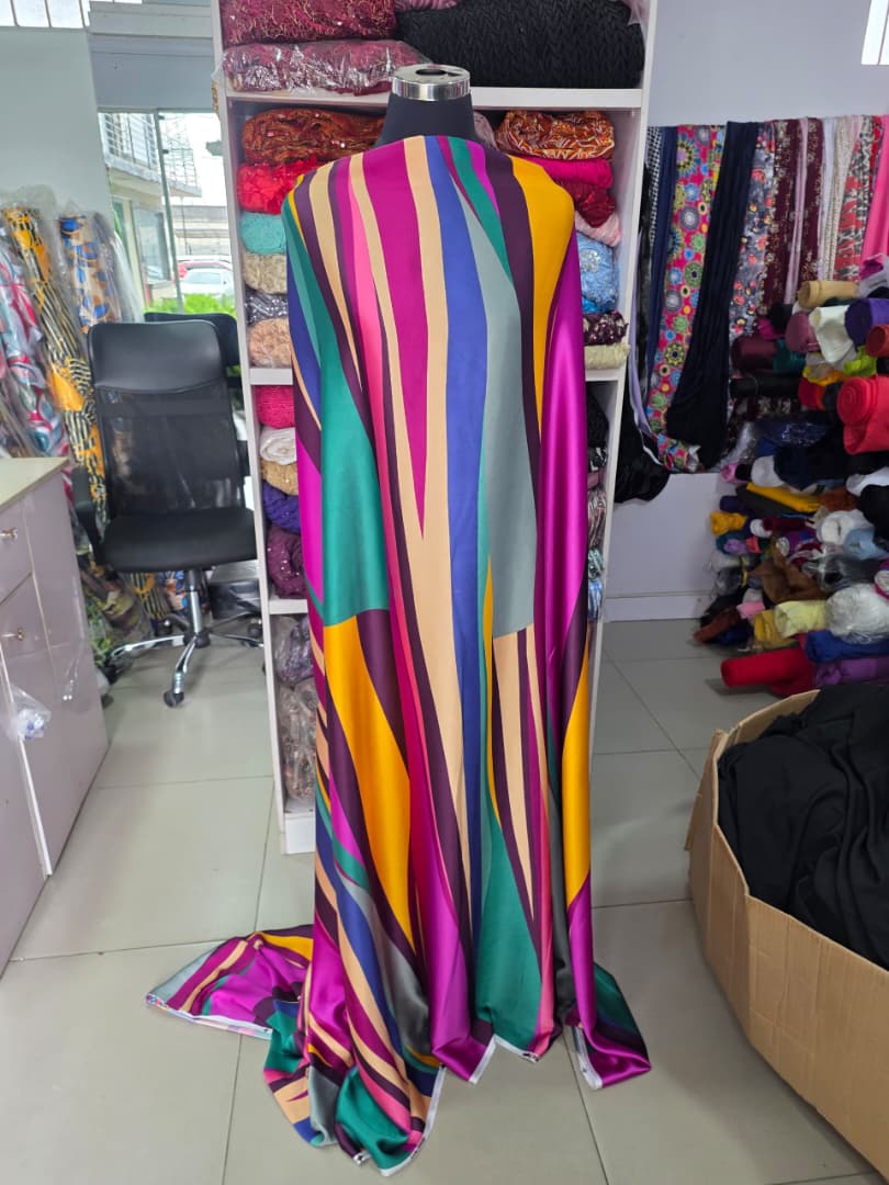 Prism Geo Stripe Silk Halter Maxi Dress