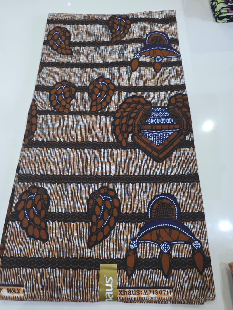 Waxhaus Earth Tone Ornate Shield African Wax Print