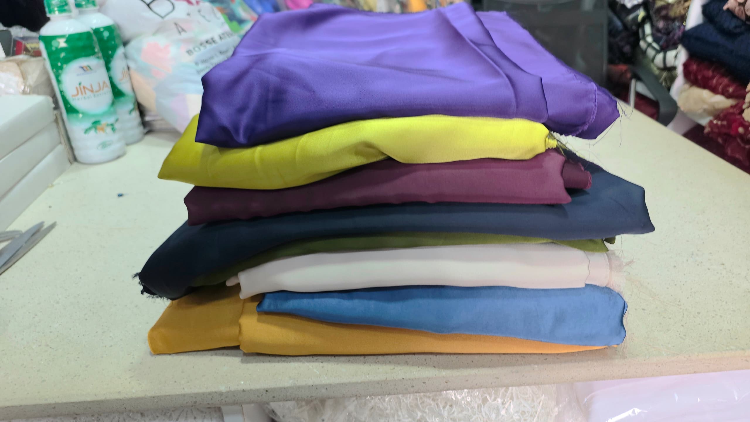 Workshop Silk-Satin Eight Tone Fabric Stack