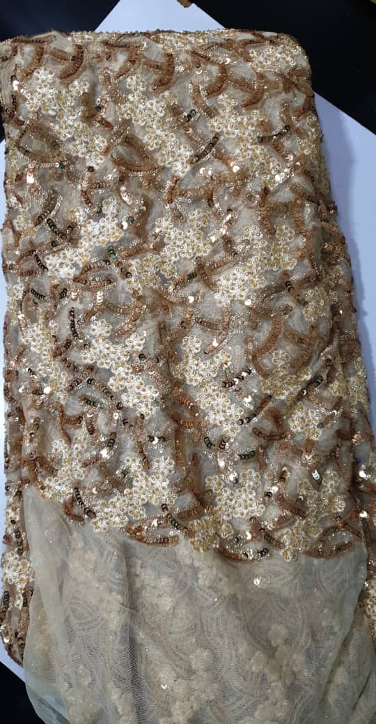 Gold beaded sample lace
